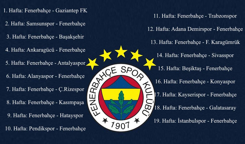 Fenerbahçe fikstürü: Fenerbahçe 2023-2024 sezonu fikstürü, maç programı ve derbi haftaları