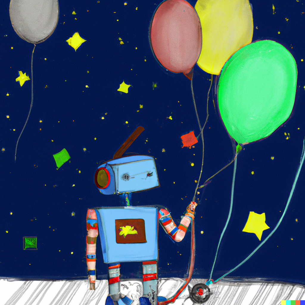 Yıldızların altında, balon tutan yalnız bir robotun hikayesini nasıl görünürdü?