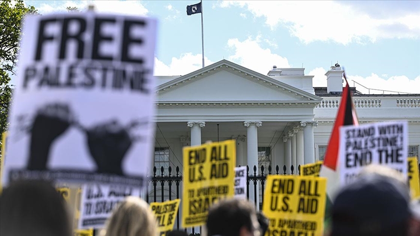 Uluslararası Af Örgütü ve Avaaz Platformu, Beyaz Saray önünde Filistin'e destek gösterisi düzenledi